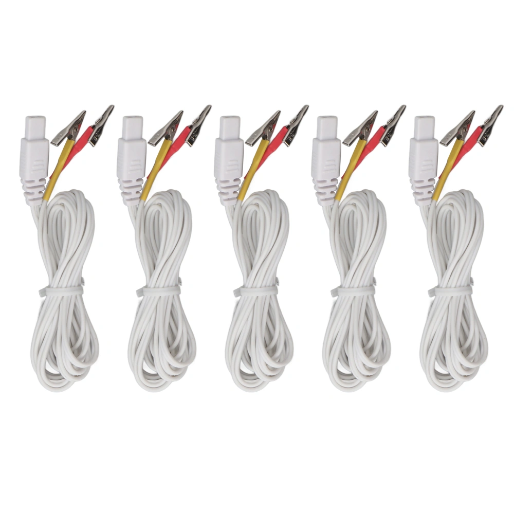 5pcs Clip Electrode Wire Red Yellow Therapeutic Machine Connective Cord for TENS Machine White