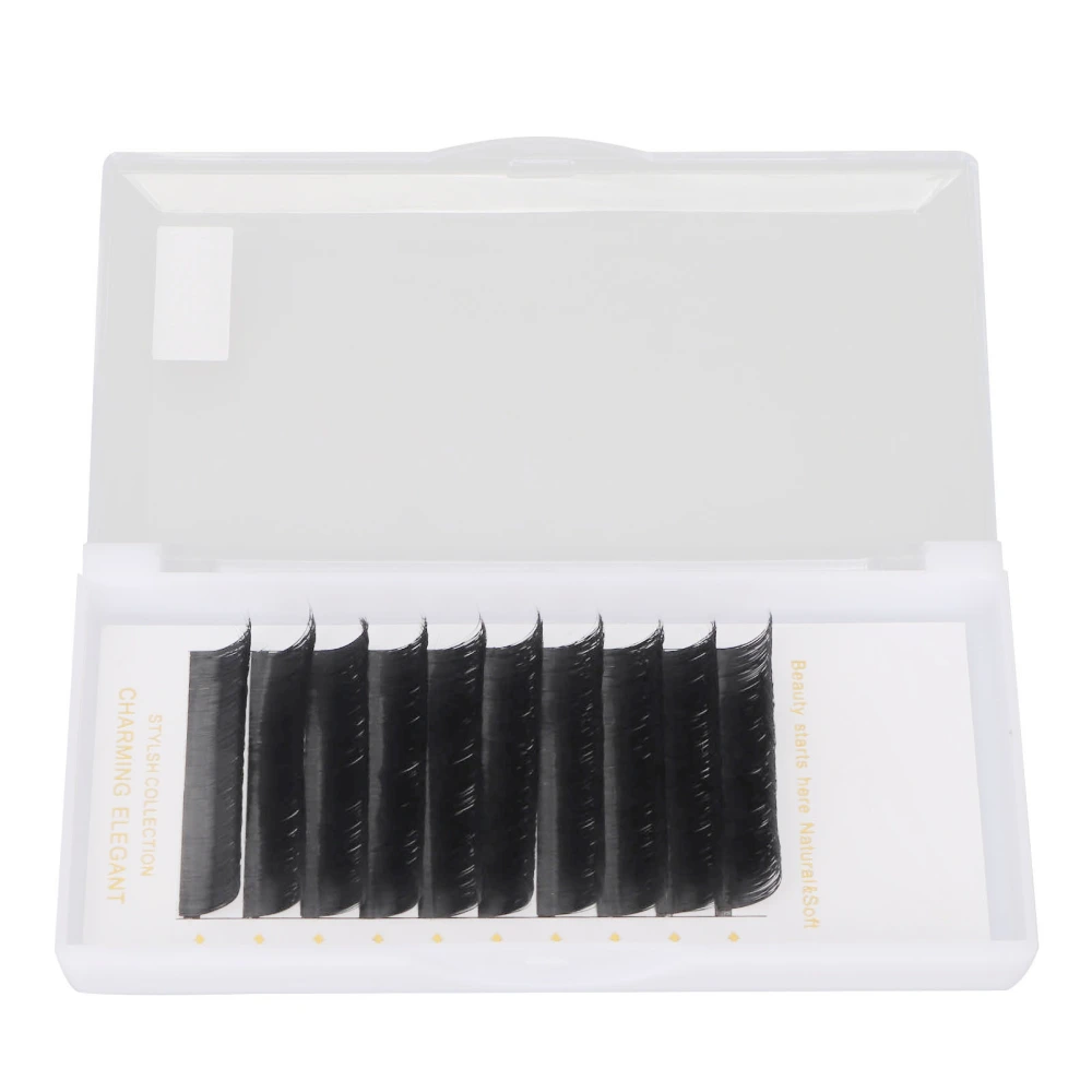 10 Rows Extension False Eyelashes D Curl 0.07mm Width 15mm Length Soft Grafting Extension False Eyelashes