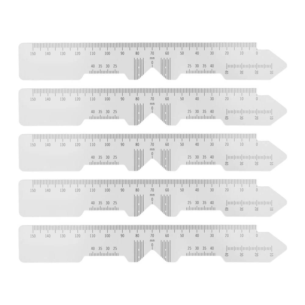 5pcs Ophthalmic PD Ruler Clear Data Marking Smoothing Edges Pupillary Distance Ruler for Hospitals