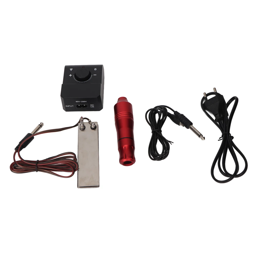 RCA Rotary Tattoo Machine Kit Tattoo Artist Red Tattoo Pen Power Supply Foot Pedal Clip Cord 90‑