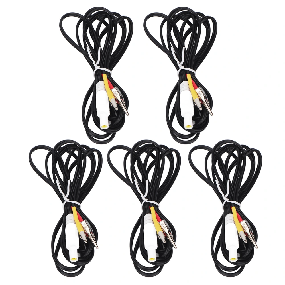 5pcs Clip Electrode Wire Professional Black Electrode Lead Wires for TENS Massager Therapeutic Machine