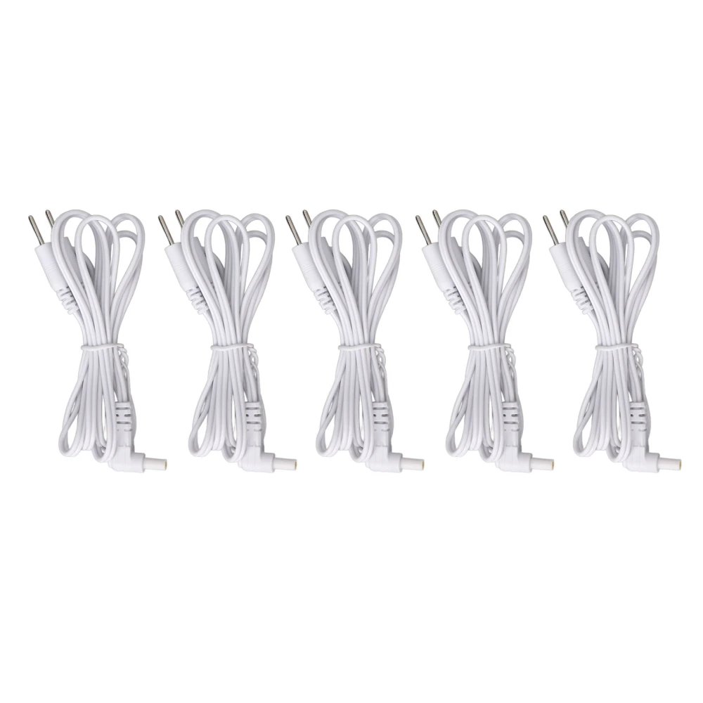 5pcs Replacement Electrode Wires 2.35mm 2 Pin Connector Electrodes Lead Wire for TENS Massager White