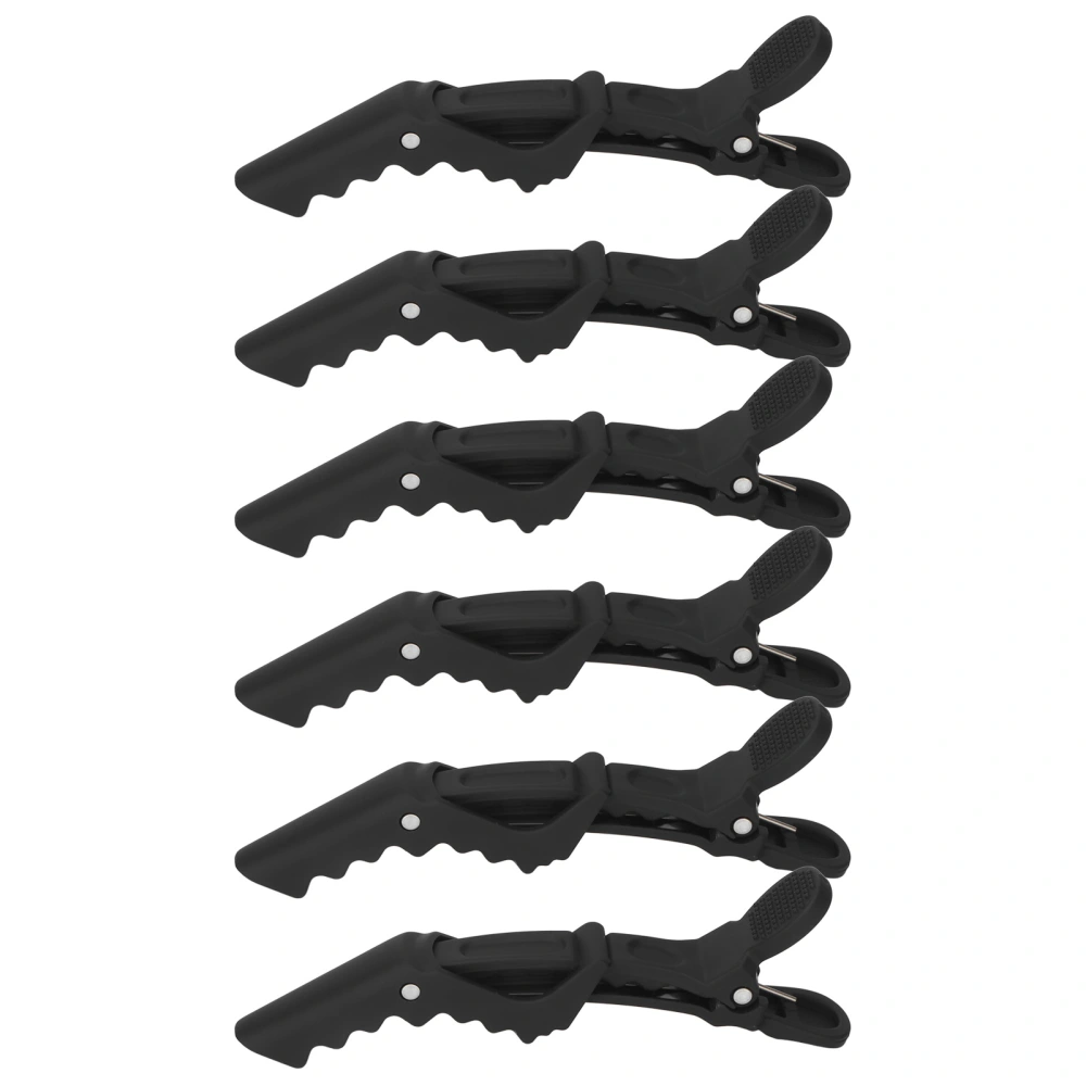 6PCS Crocodilian Hair Clip ABS Large Grip Anti Slip Black Hair Sectioning Clip for Salon