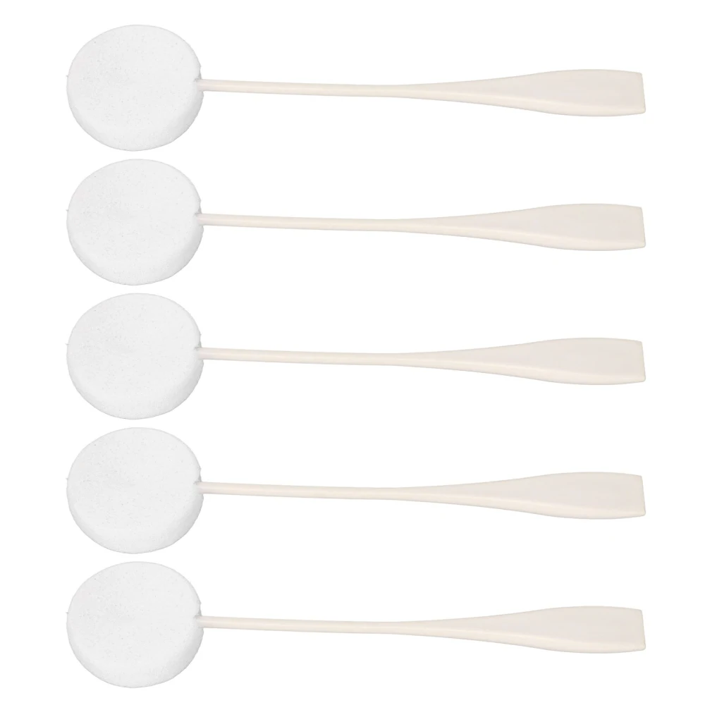 5pcs Lotion Applicator Long Handled Good Water Absorption Soft Powder Puff for Home Use White