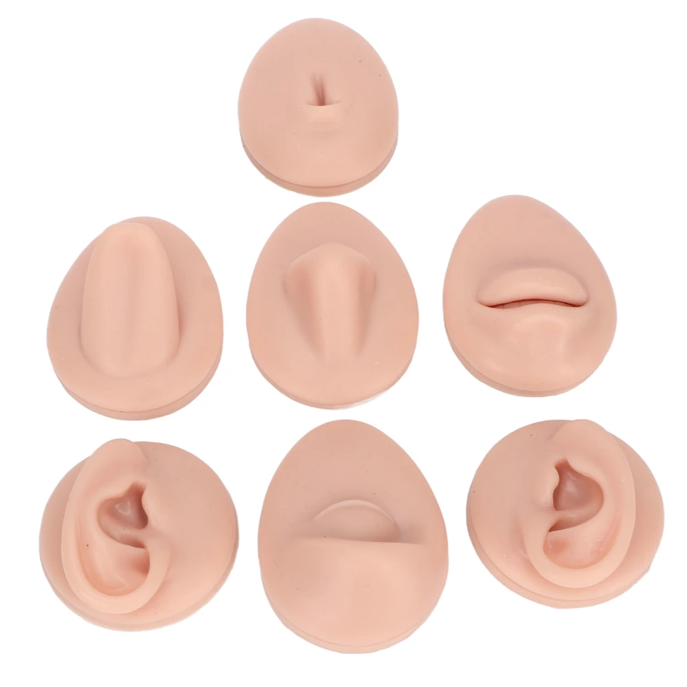 Body Piercing Practice Model Simulation Silicone Ear Eye Nose Mouth Tongue and Belly Button Model for Novice Piercer Medium Skin Color