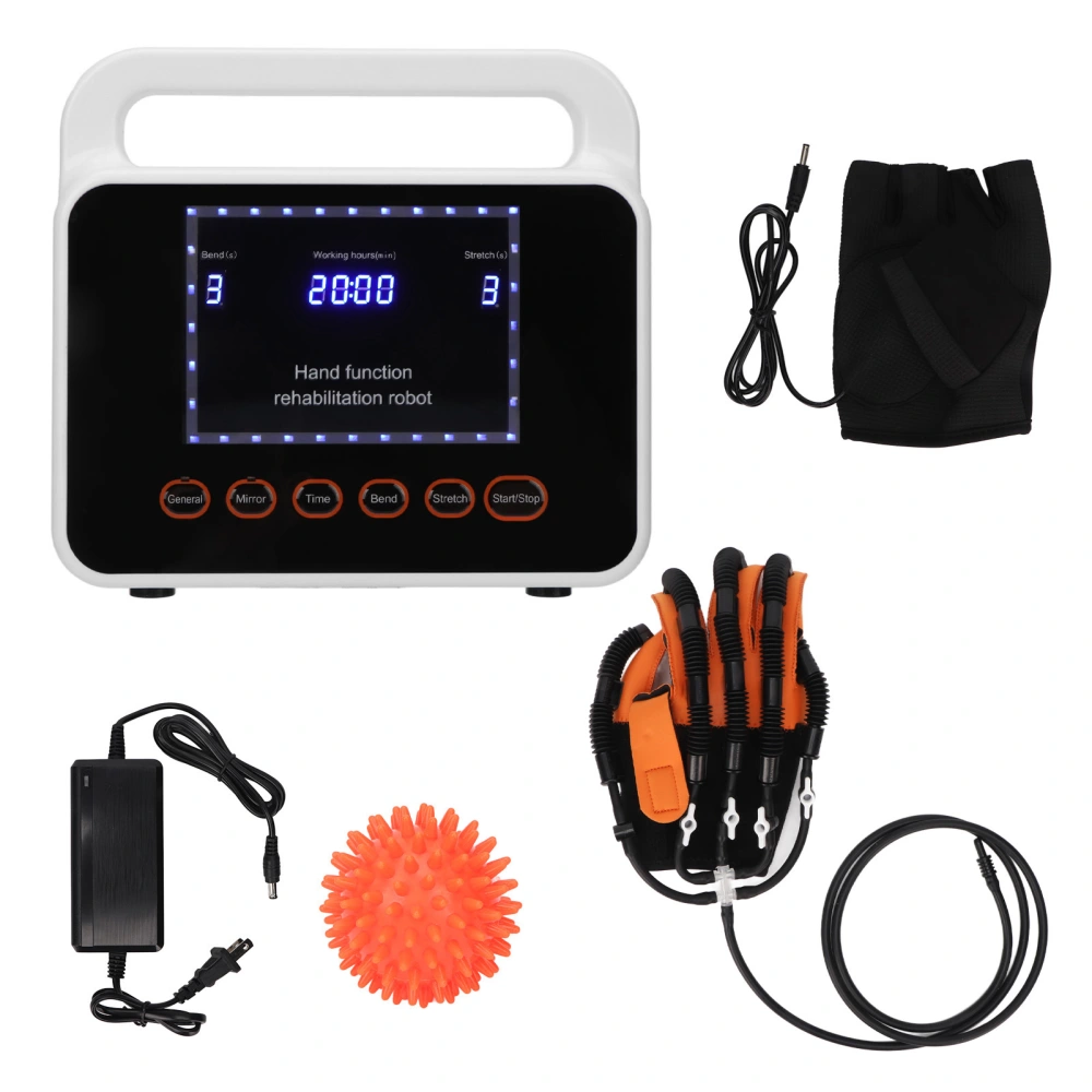 Rehabilitation Robot Gloves Air Valve Right Hand Left Mirror Self Training LCD Screen Timing Robot Trainer US Plug 100‑240V XL