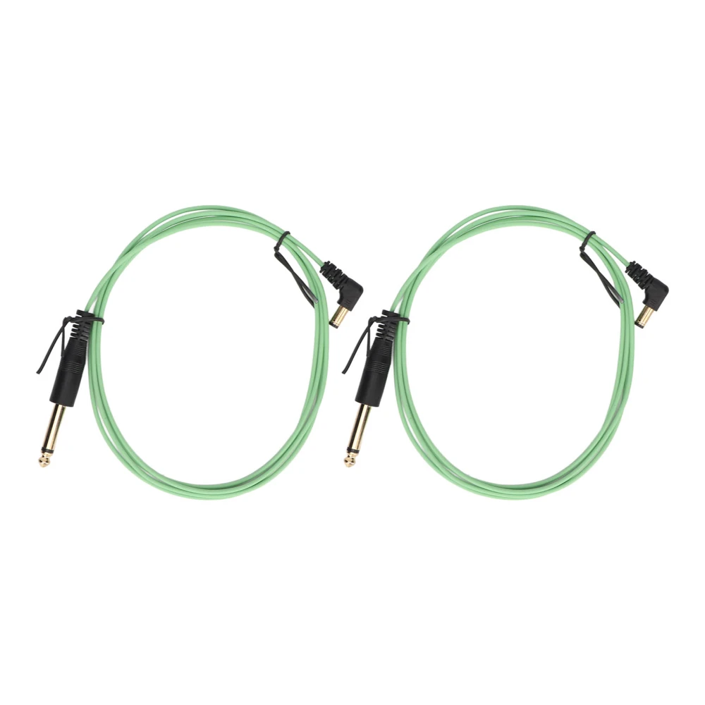 2pcs Tattoo Clip Cord DC Interface Bend Head Stable Transmission 1.8m Length 2.2mm Diameter Tattoo Machine Cable Green