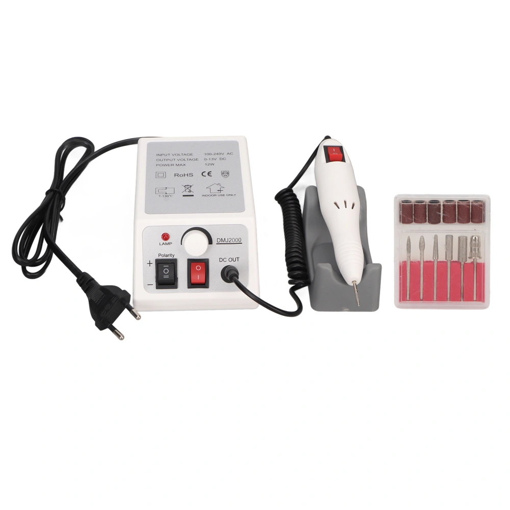 Nail Drill Machine Detachable Base Heat Dissipation Nail Grinding Machine Set with 6 Bits 100‑240V