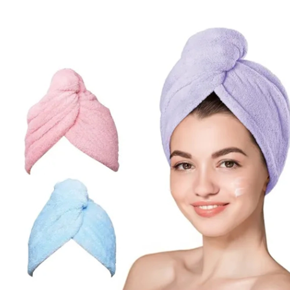 3pcs Coral Fleece Hair Towel Women Plain Soft Absorbent Microfiber Drying Hair Wrap Towels