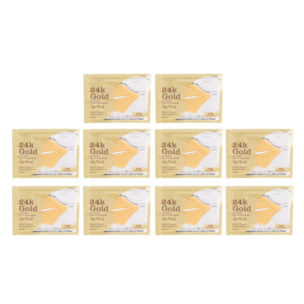 10pcs 6g 24K Gold Lip Masks Remove Lip Lines Moisturizing Brightening Lip Caring Masks