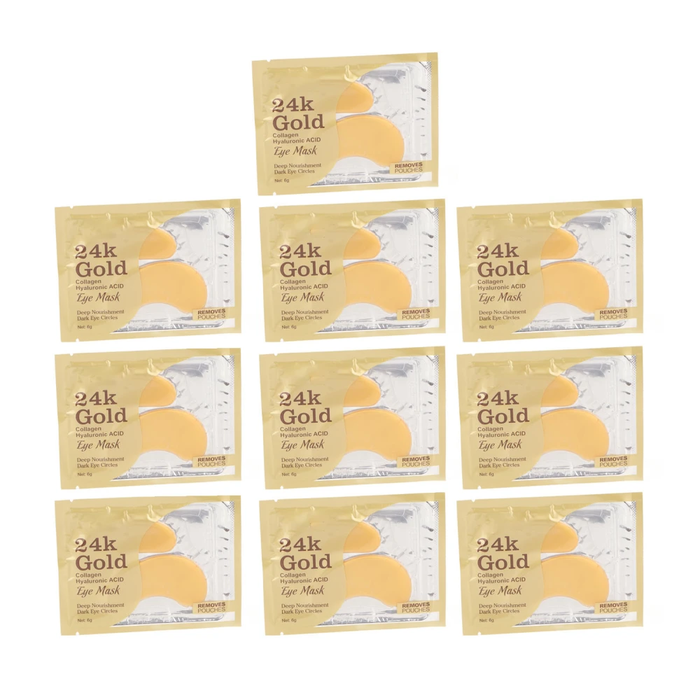 10pcs 6g 24K Bone Collagen Under Eye Patches Remove Dark Circles Eye Bags Puffy Eyes Caring Pads