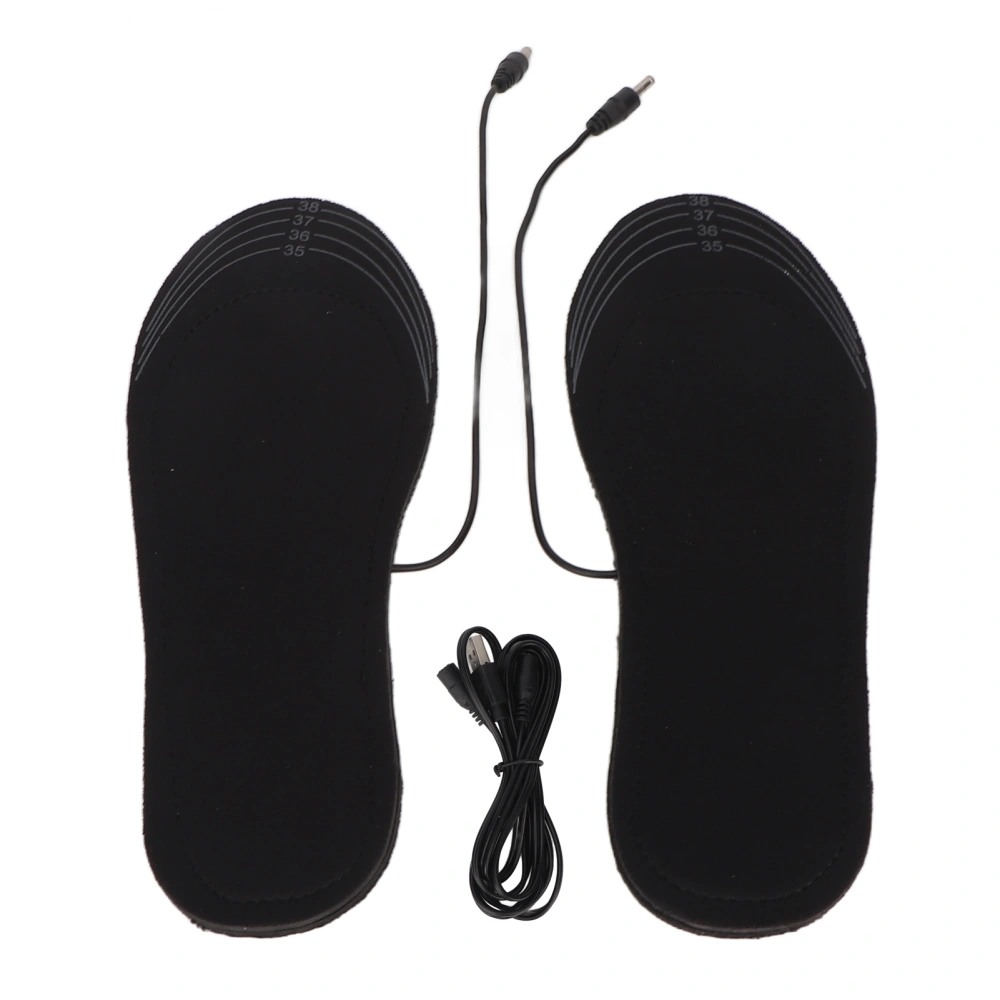 1 Pair USB Heated Insoles Breathable Sweat Absorbent Comfortable Electric Heated Foot Warmer Insole for Women Size 35‑41