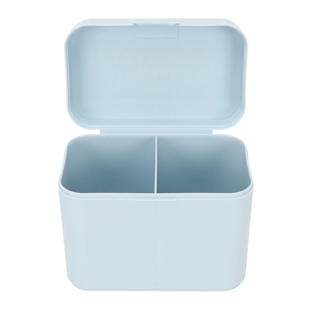 Desktop Storage Box 2 Grids Separate Multifunctional Dustproof High Capacity Single Layer Cotton Pad Organizer Blue