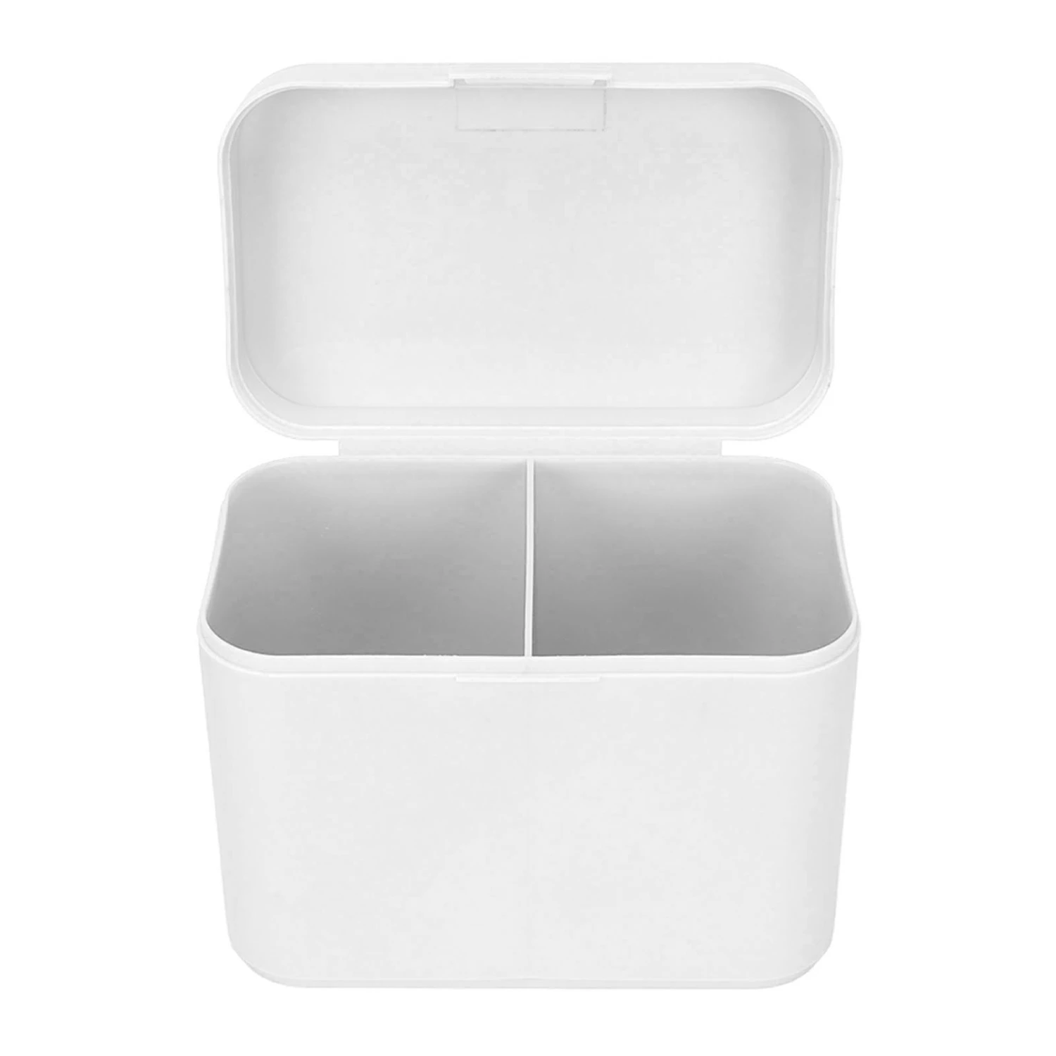 Desktop Storage Box 2 Grids Separate Multifunctional Dustproof High Capacity Single Layer Cotton Pad Organizer Grey