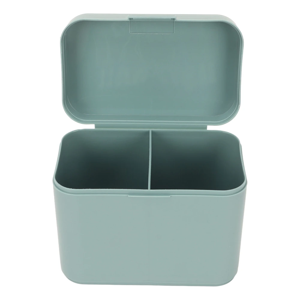 Desktop Storage Box 2 Grids Separate Multifunctional Dustproof High Capacity Single Layer Cotton Pad Organizer Green