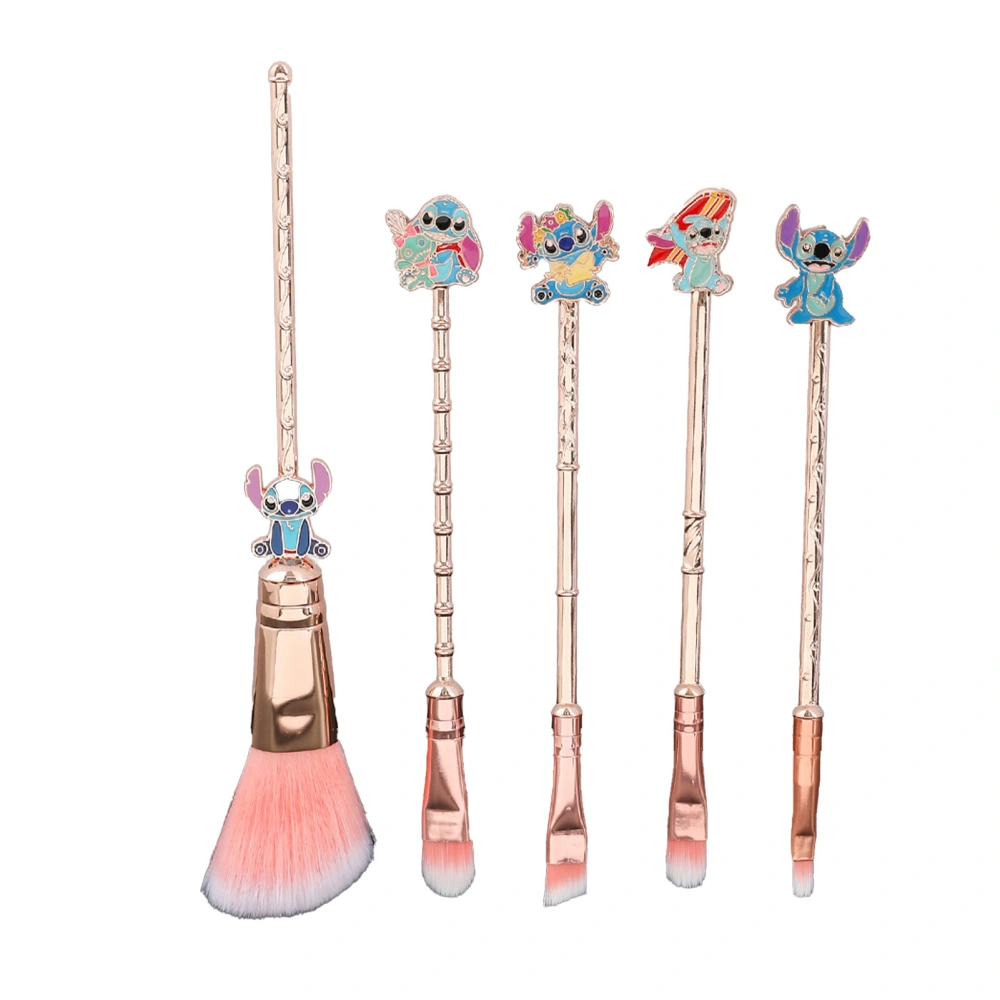 5pcs Makeup Brushes Soft Hair Skin Friendly Cosmetic Brush Set for Eye Shadow Blush Loose Powder Cartoon Figure