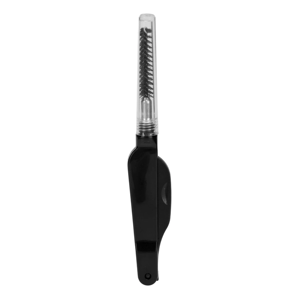 2 in 1 Eyelash Teeth Comb Stainless Steel Dual Heads Foldable Grooming Teeth Eyebrow Brush for Makeup Black