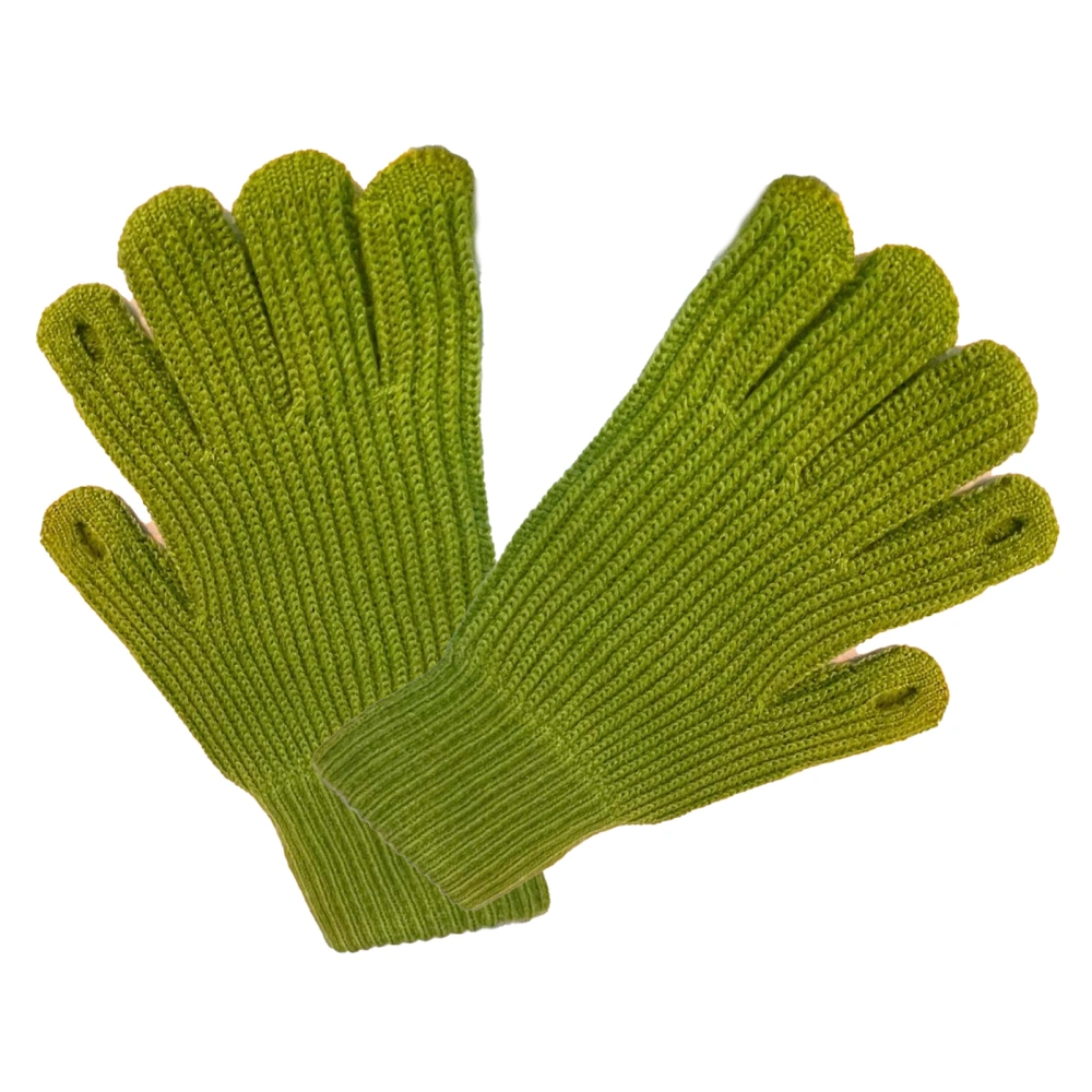 Winter Gloves 2 Finger Exposed Design Acrylic Fleece Pure Color Long Winter Knitted Gloves for Outdoor Indoor Green