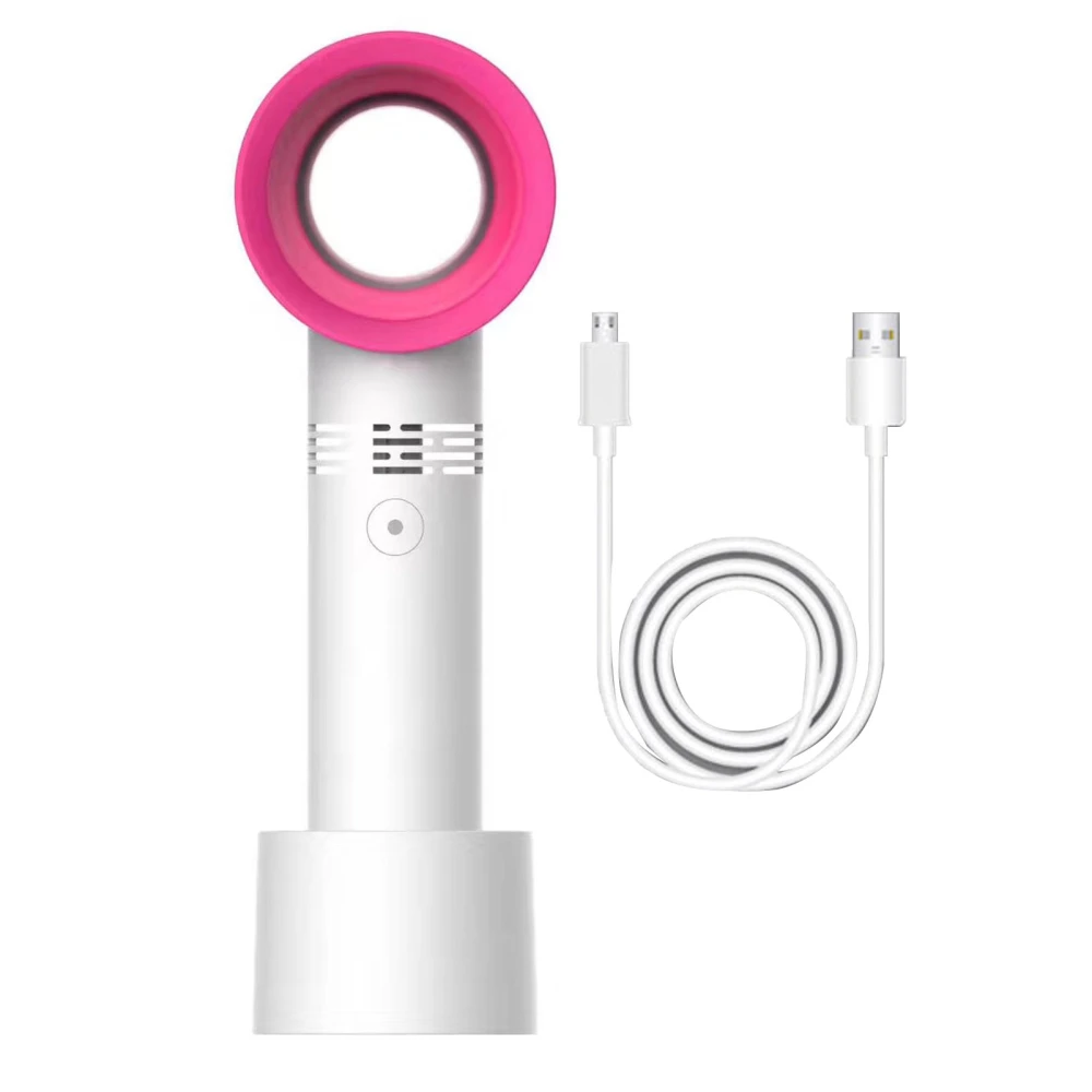 Handheld Bladeless Fan Handheld USB Rechargeable Cooling Safe Mini Eyelash Dryer Fan White