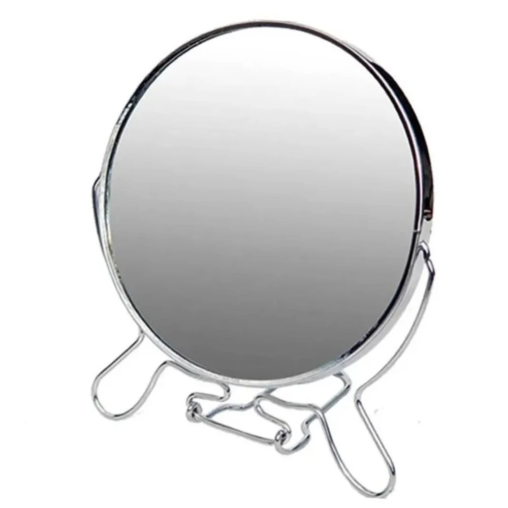 6 Inch Tabletop Makeup Mirror Rotation Standing Double Sided Metal Frame Portable Mirror