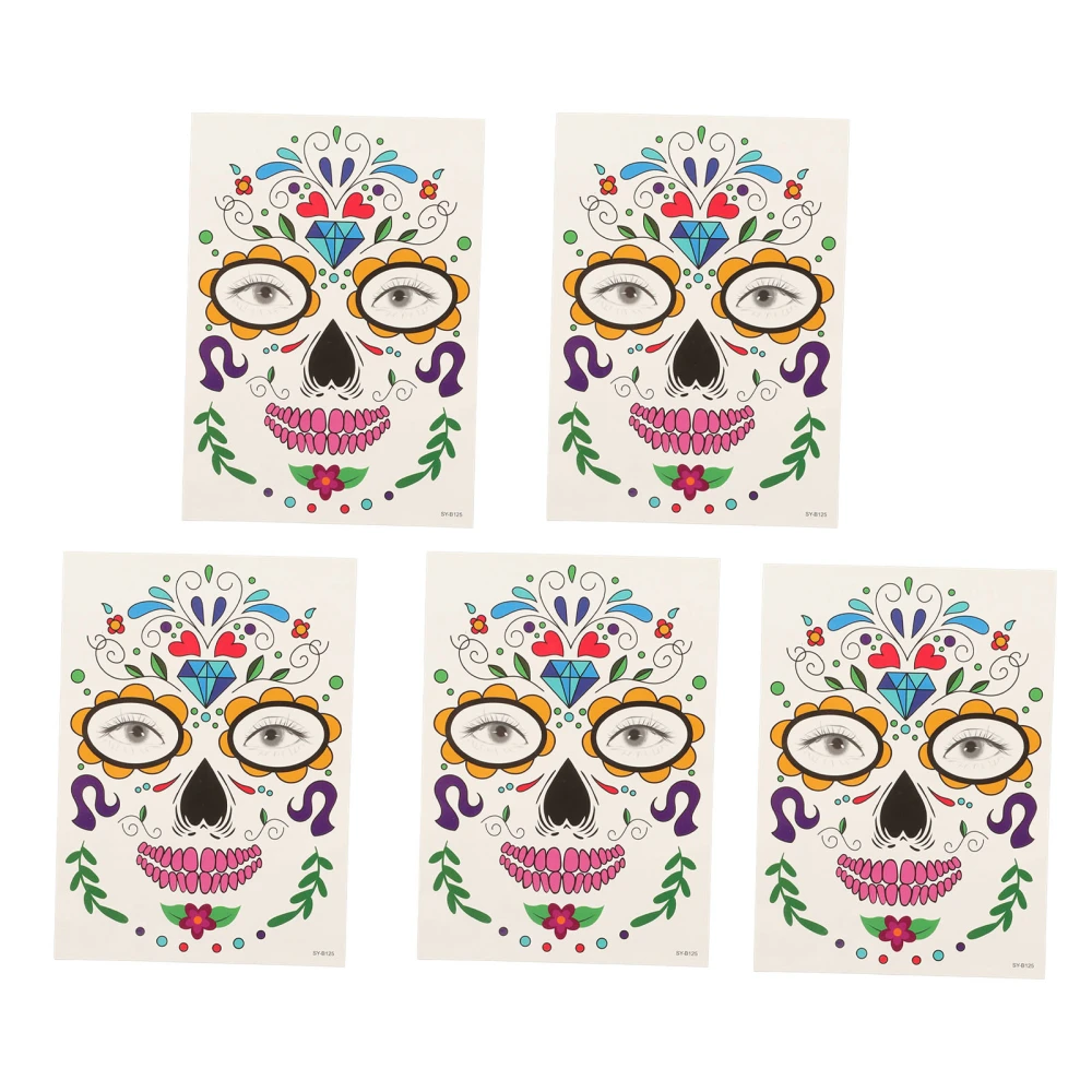 5 Pcs Halloween Face Sticker Halloween Temporary Face Tattoo Stickers for Makeup Prom Cosplay Party Art Stage