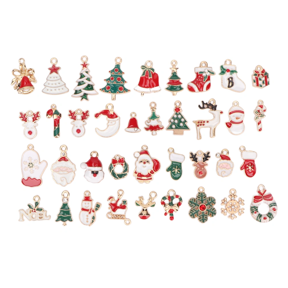 38Pcs Cute Christmas Pendants Santa Claus Mini Alloy DIY Christmas Decoration for Making Jewelry Necklace Bracelet Earring