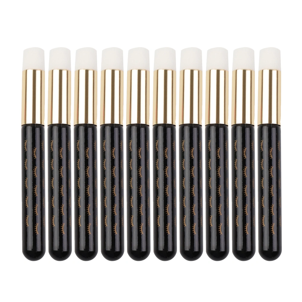 10pcs Facial Lash Shampoo Brushes Golden Tube Aluminum Acrylic Handle Cleaning Nose Cleaning Washing Brush Black