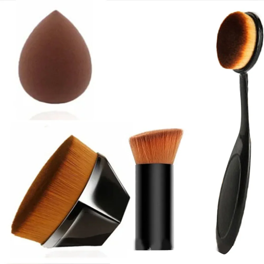 4pcs Makeup Brush Set Flat Headed Soft Inclined Headed Cosmetic Blender Kit for Dating