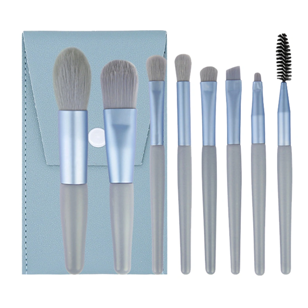 8Pcs Makeup Brush Set Portable Professional Eye Shadow Brush Cosmetic Brush Kit with Storage Bag for Women Blue