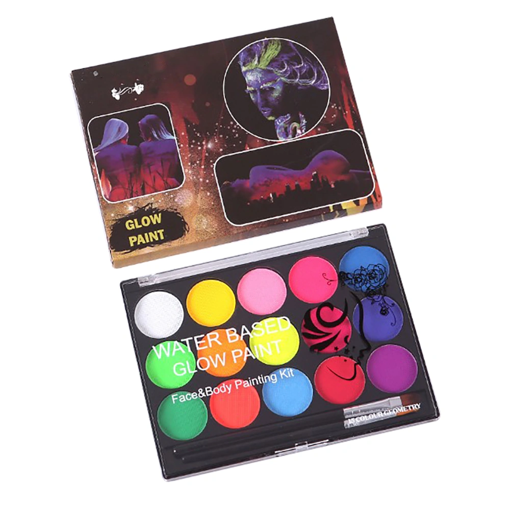 Fluorescent Face Body Paint 15 Colors Men Women Makeup Face Paint Palette for Halloween Party Cosplay