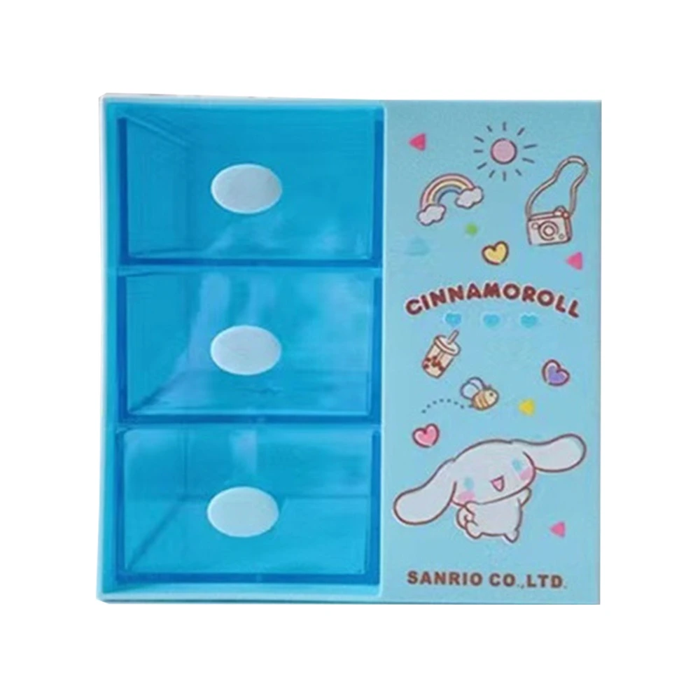 Desk Storage Box Cute Style Built in Drawer Compartment Design Plastic Makeup Storage Box for Home Blue