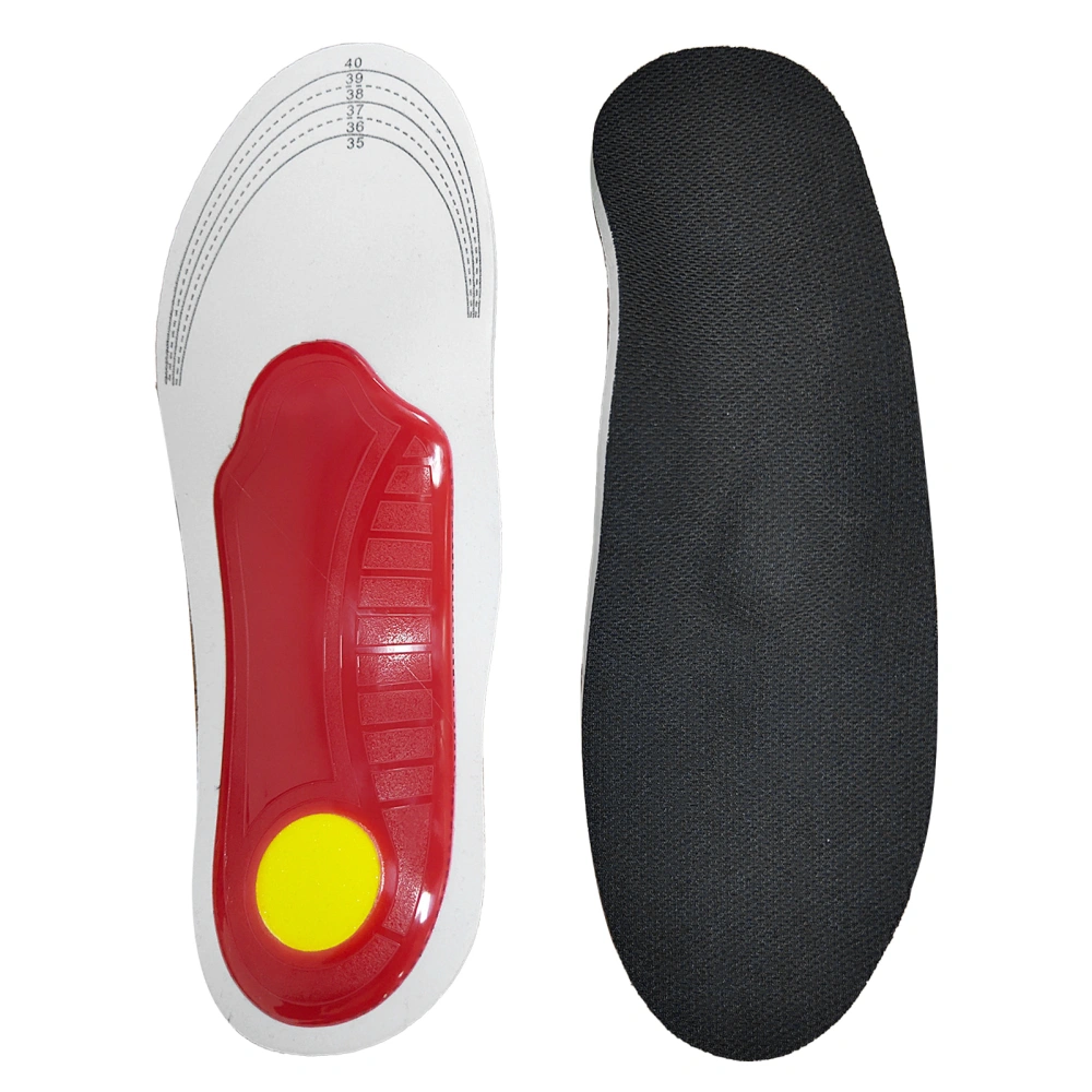 Foot Corrective Insoles Cuttable Reduce Pressure Arch Supports Orthotic Inserts for Flat Foot Red Bottom Black Surfaces S(35-40)