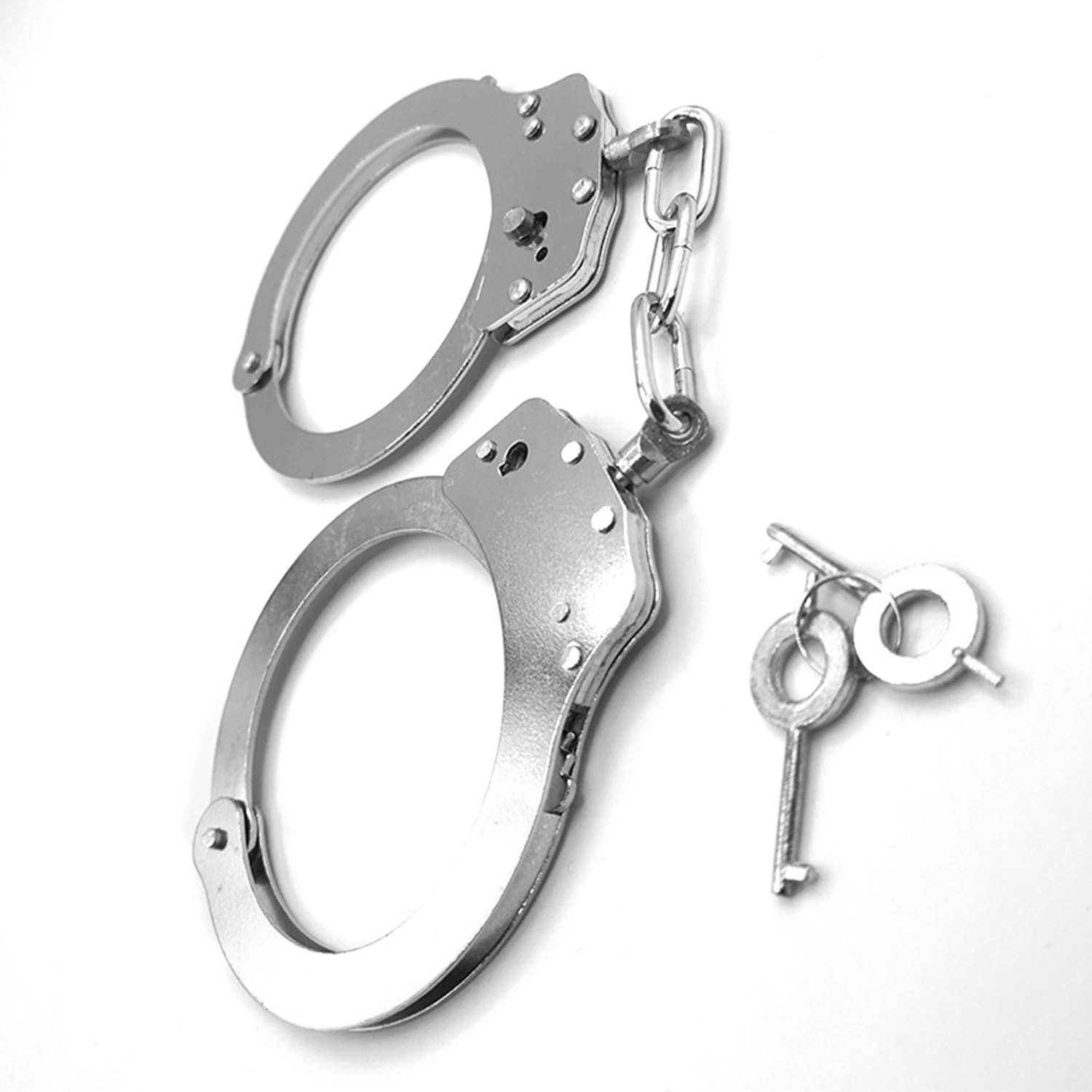Handcuffs Silver Stainless Steel Double Lock Fashionable Role Play Handcuffs for Adults