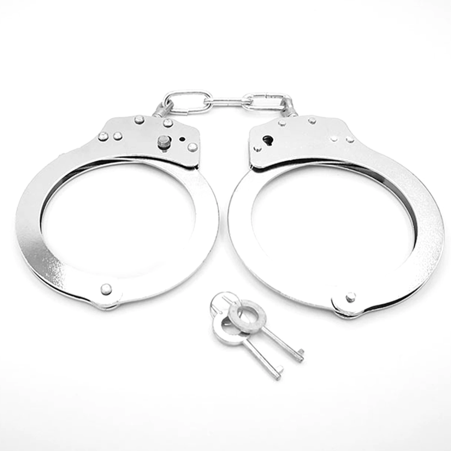 Handcuffs Silver Stainless Steel Double Lock Fashionable Role Play Handcuffs for Adults