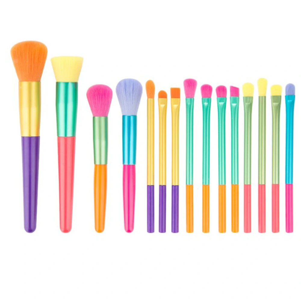 15pcs Makeup Brushes Set Professional Synthetic Bristles Colorful Cosmetic Brushes for Eyeshadow Highlight Concealer