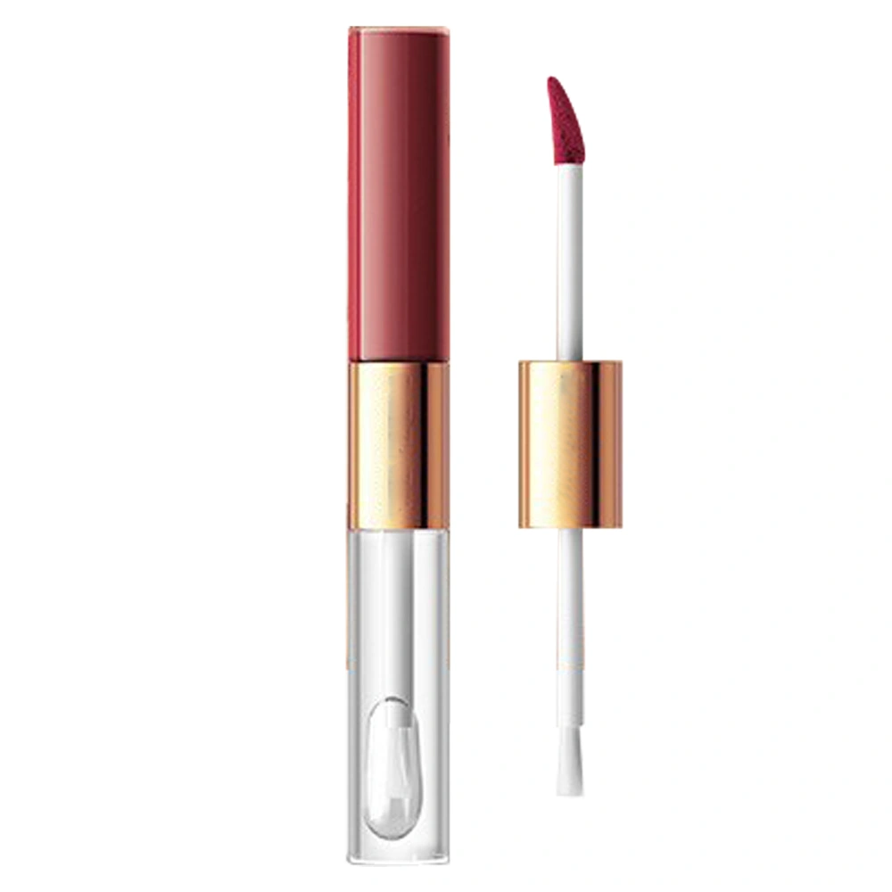 Double Head Lip Gloss Matte Moisturizing Waterproof Long Lasting Double End Lip Glaze for Daily Party Soybean Sand Color