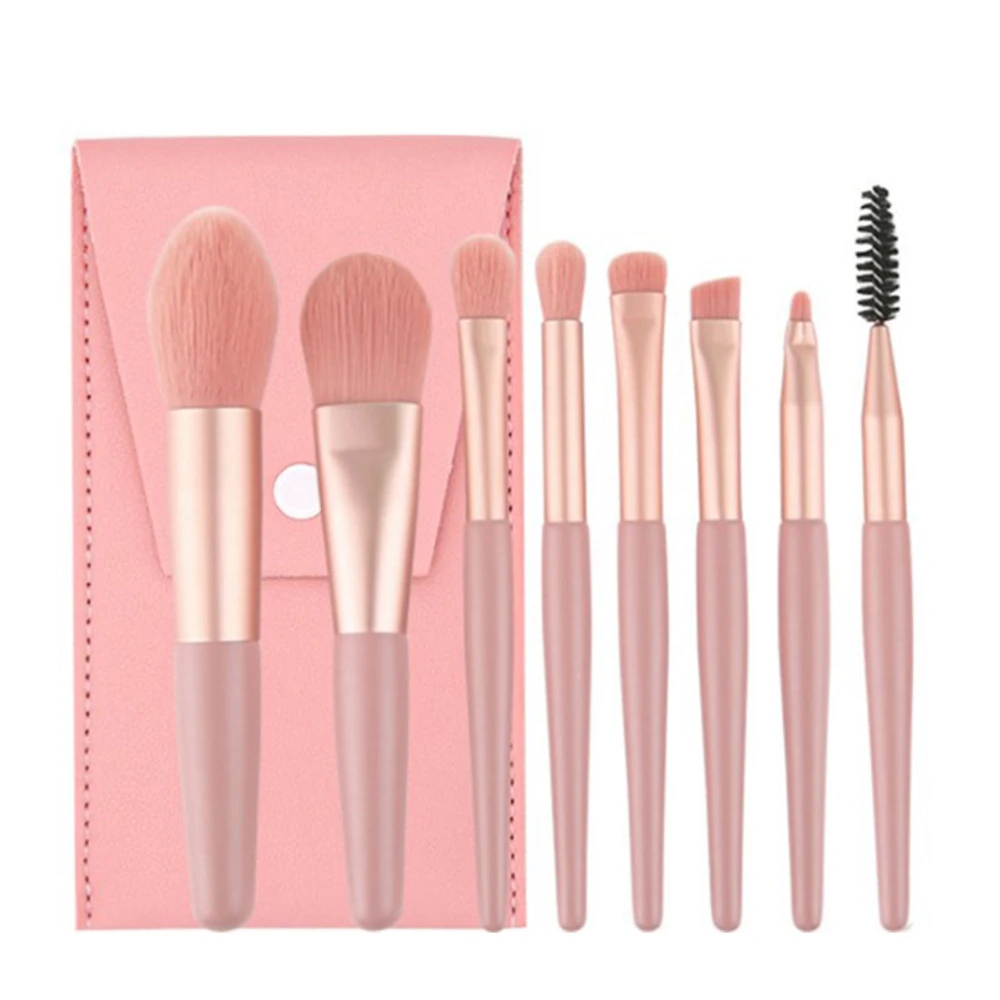 8pcs Makeup Brushes Set Mini Portable Synthetic Cosmetic Brush Set with Wood Handle for Highlight Concealer Eyeshadow