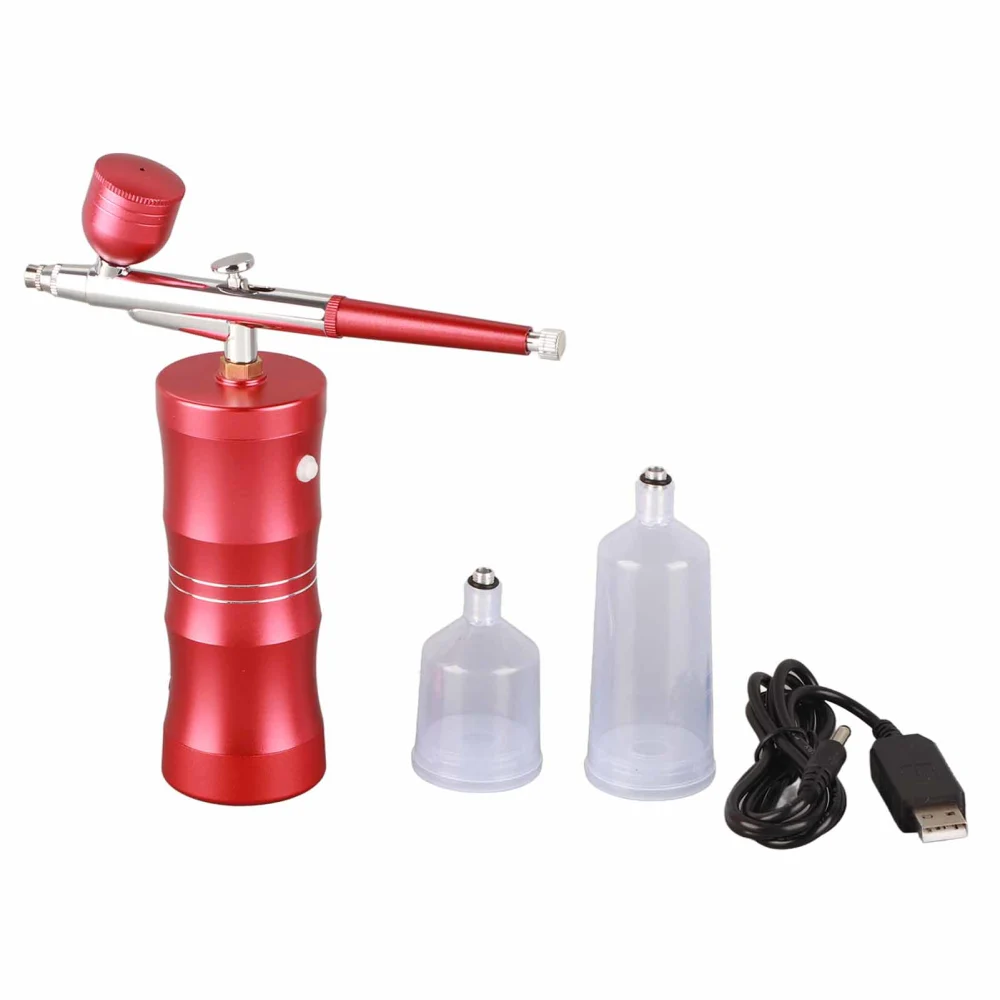 Makeup Airbrush Handheld Hydrate Moisturize Portable Facial Painting Airbrush for Cosmetic Red