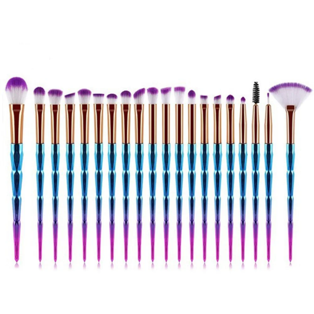 20Pcs Makeup Brushes Set Professional Gradual Purple Blue Tube Soft Bristle Cosmetic Brushes Set