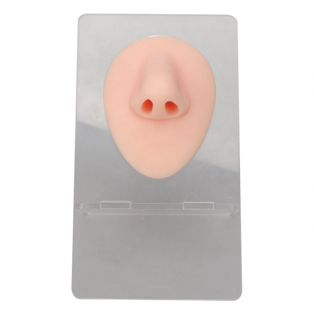 Silicone Nose Model 3D Simulated Nose Model with Acrylic Stand for Piercing Practice Jewelry Display Light Skin Color