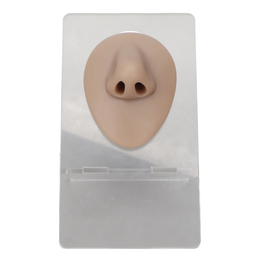 Silicone Nose Model 3D Simulated Nose Model with Acrylic Stand for Piercing Practice Jewelry Display Dark Skin Color