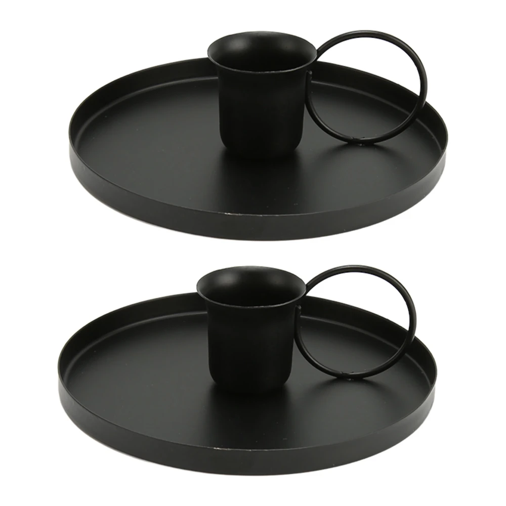 2pcs Retro Iron Candle Holder Metal Home Simple Elegant Desktop Scented Candle Stand for Meditation