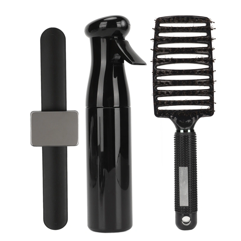 Detangling Curved Vent Brush Spray Bottle Hair Clip Pin Wristband Holder Beard Hair Styling Tool Black