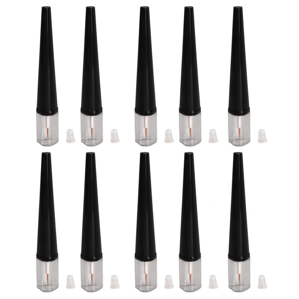 10pcs Eyelash Growth Liquid Bottle Refillable Transparent Empty Eyeliner Tubes with Black Cover for Cosmetic 5ml