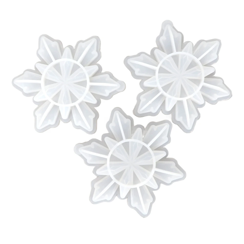 3Pcs Snowflake Silicone Mould Soft Flexible Interesting Reusable DIY Aroma Sheet Mold for Making Handicrafts