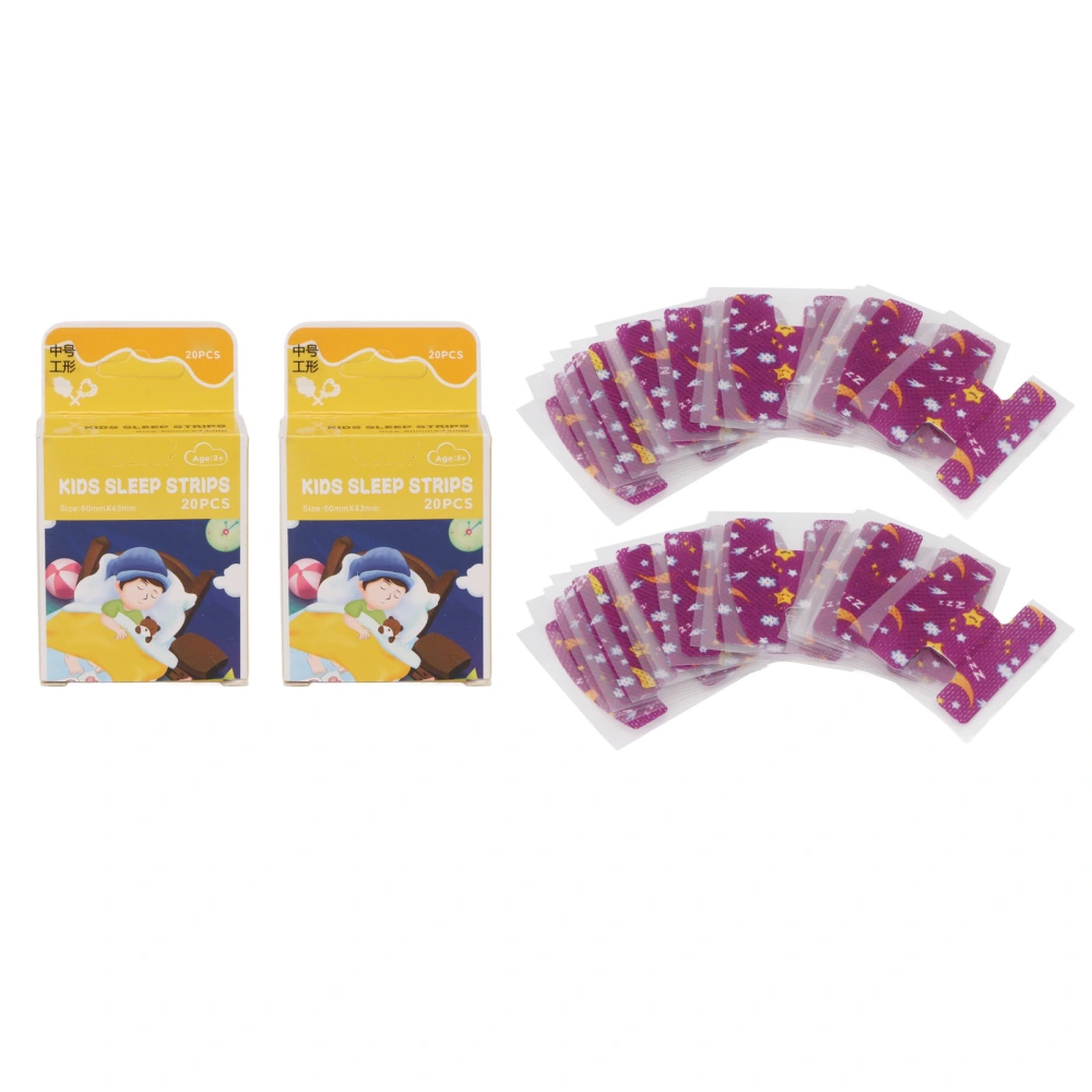 40pcs Sleep Mouth Strip Children Cute Cartoon Home Portable Breathable Mouth Tape for Better Nose Breathing