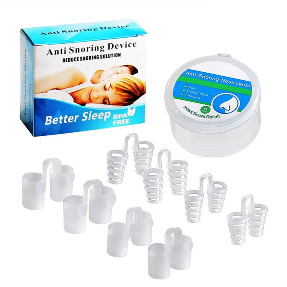 8pcs Snore Nasal Dilator Clip Professional Men Women Home Silicone Nose Vents Snoring Solution