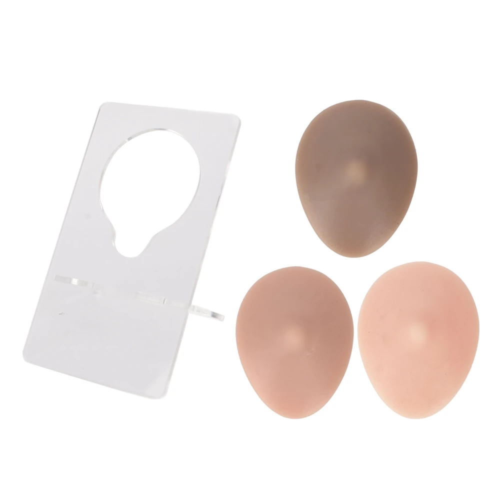 3PCS Piercing Silicone Nipple Models Light Medium Dark Skin Tone Reusable Body Piercing Models with Acrylic Support