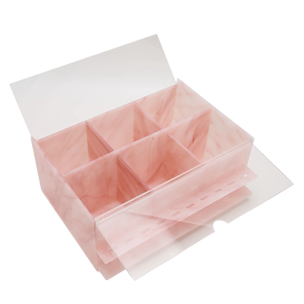 Acrylic Dustproof Storage Box 10 Holes Marble Texture Compartment Eyelash Grafting Accessories Case Pink