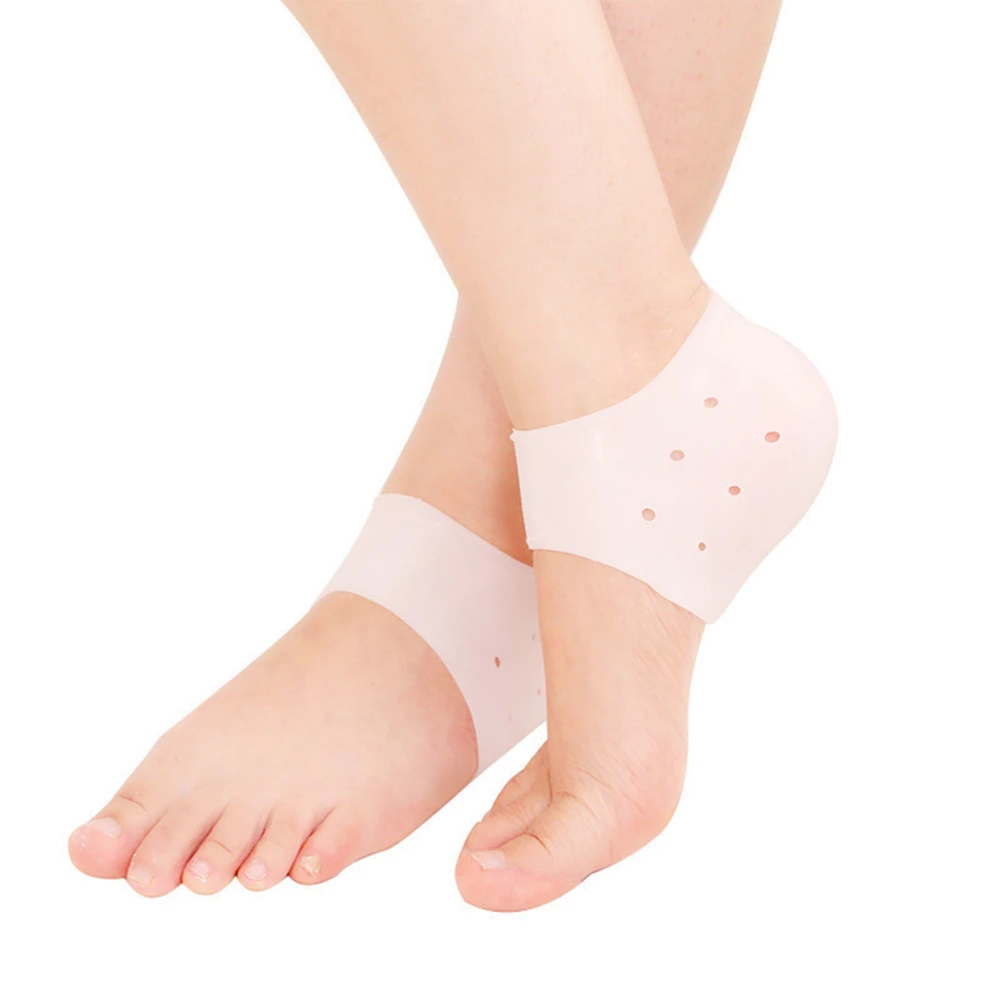 Protective Socks Heel Cover Silicone Unisex Soft Cracked Heel Protectors for Relieving Pressure White